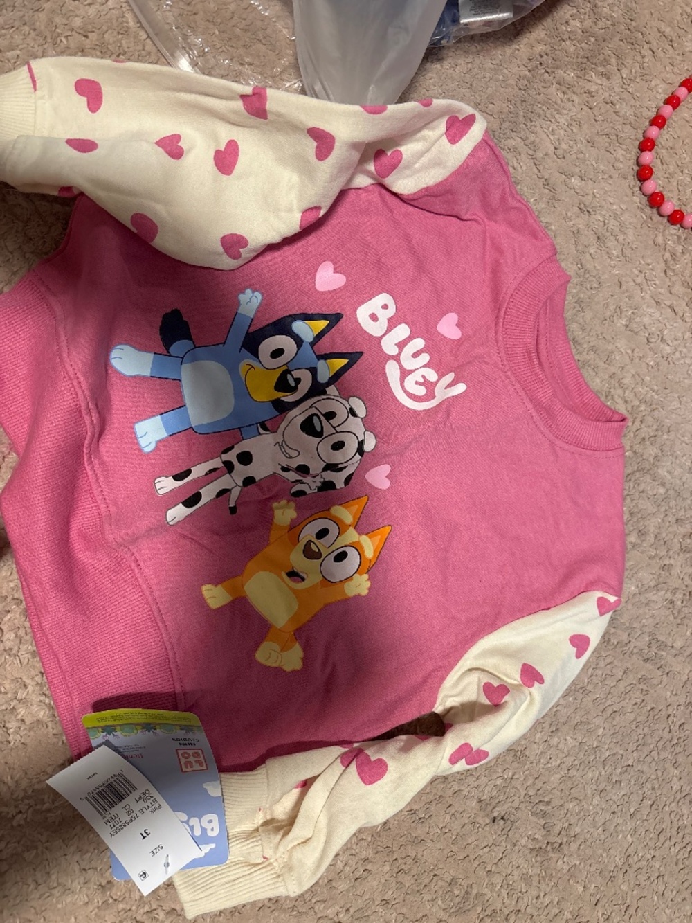 Girls Bluey Bingo Chloe Pink Heart Sweatshirt